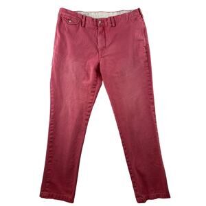 Polo Ralph Lauren Salmon Chino Pants Slim G.I. Fit Flat Front Logo Preppy 36x32